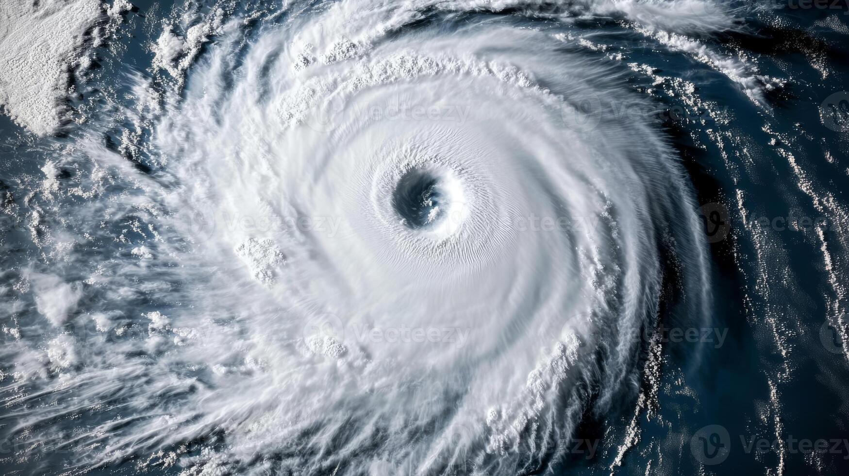 This satellite image captures the mesmerizing eye of a powerful hurricane swirling over the ocean waters photo