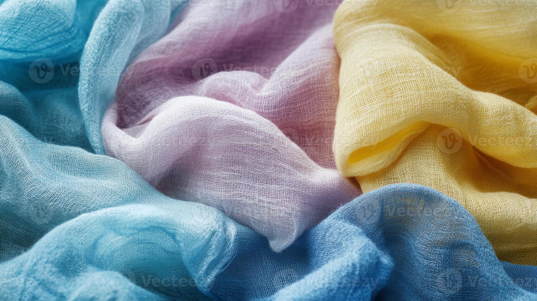 This beautiful arrangement features luxurious silky fabrics in soft pastel colors, ideal for various creative projects photo