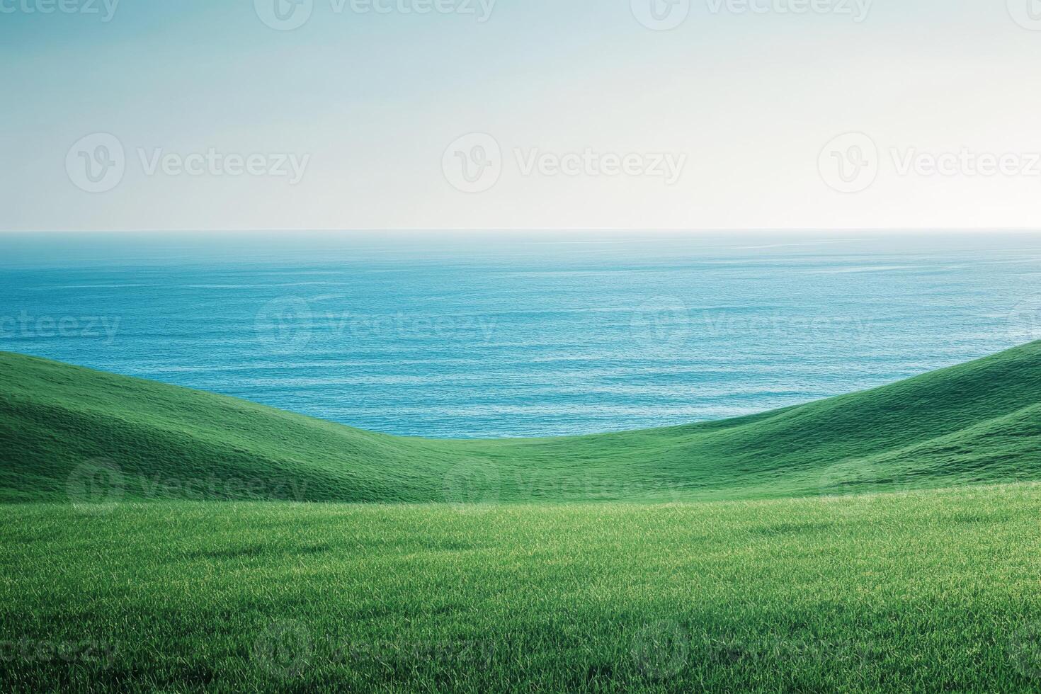 Calm waters gently reflect the vibrant hills under a beautifully clear blue sky, creating a serene atmosphere that showcases natures exquisite beauty in stunning detail, inviting all to admire it photo