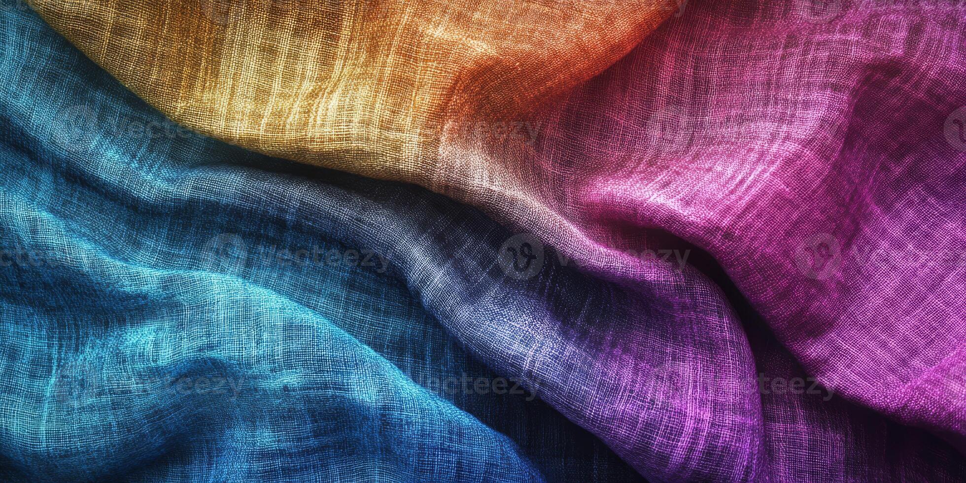Flowing fabric in vibrant colors showcases rich textures and a gradient design that captivates the eye photo