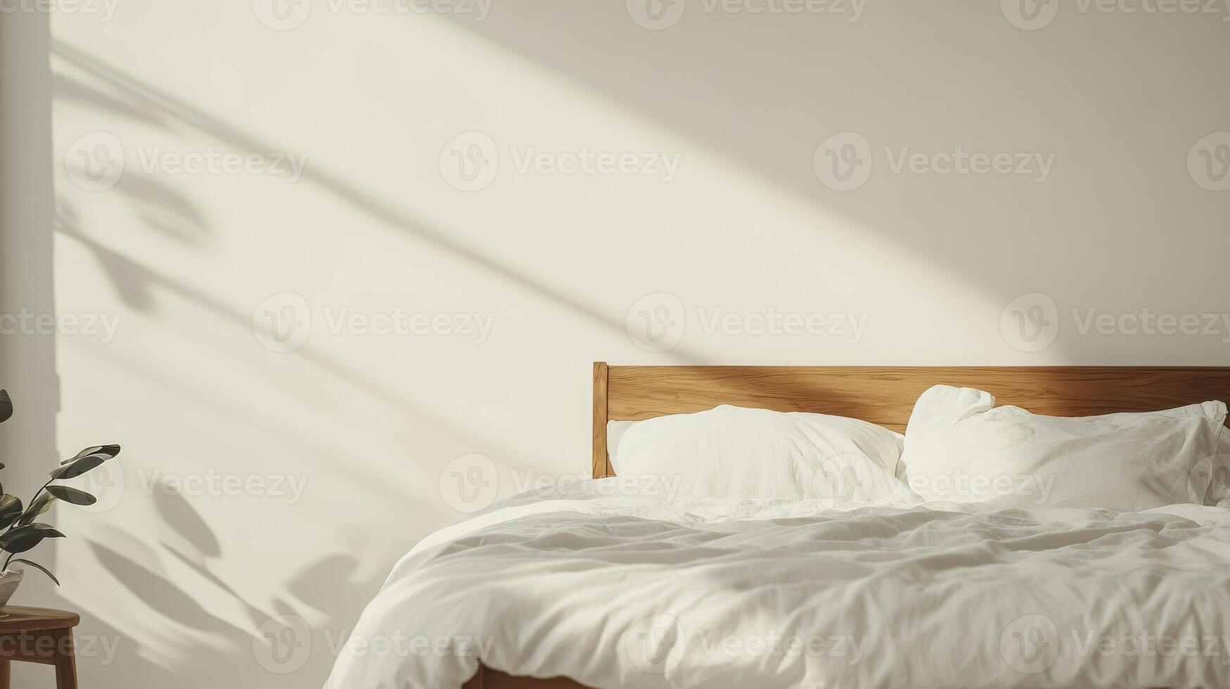 Imagine a cozy bedroom with a crisp white duvet, soft cushions, and natural light filtering through the windows, inviting you to relax in moments of tranquility and comfort, a perfect oasis photo