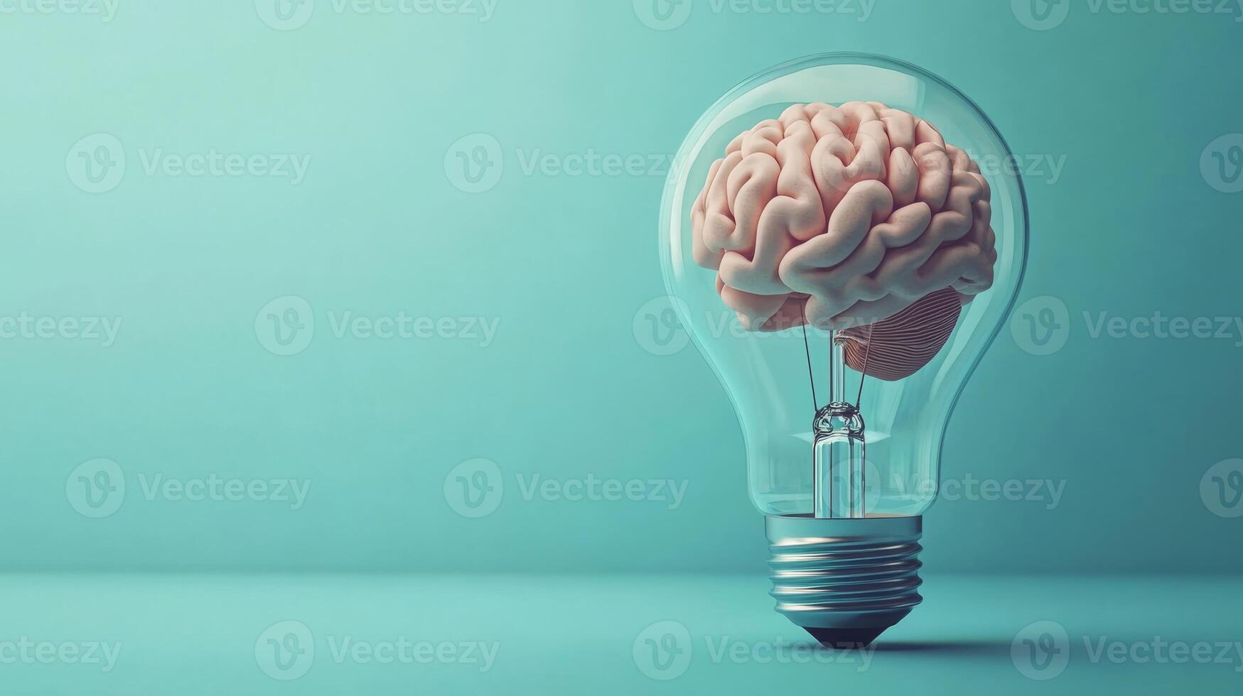 An imaginative and artistic visualization of a human brain encased within a light bulb, serving as a powerful symbol of innovation, idea generation, and creative thought processes that drive progress photo