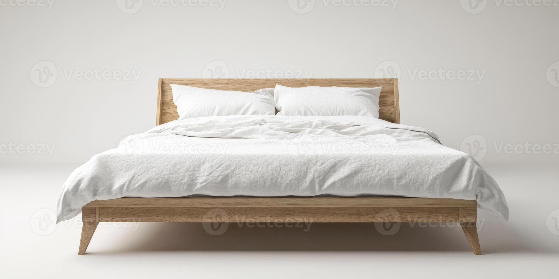 This modern bed is designed with a luxurious white linen duvet paired with plush, comfortable cushions, making it truly perfect for creating a cozy and stylish atmosphere in any bedroom setting photo