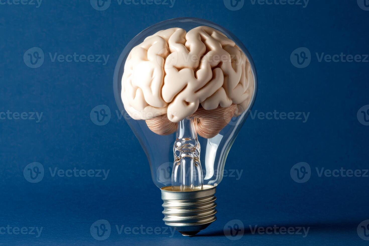 A creative concept visualizes a brain inside a glowing light bulb, symbolizing the continuous generation of innovative ideas that illuminate our minds as we explore new possibilities photo