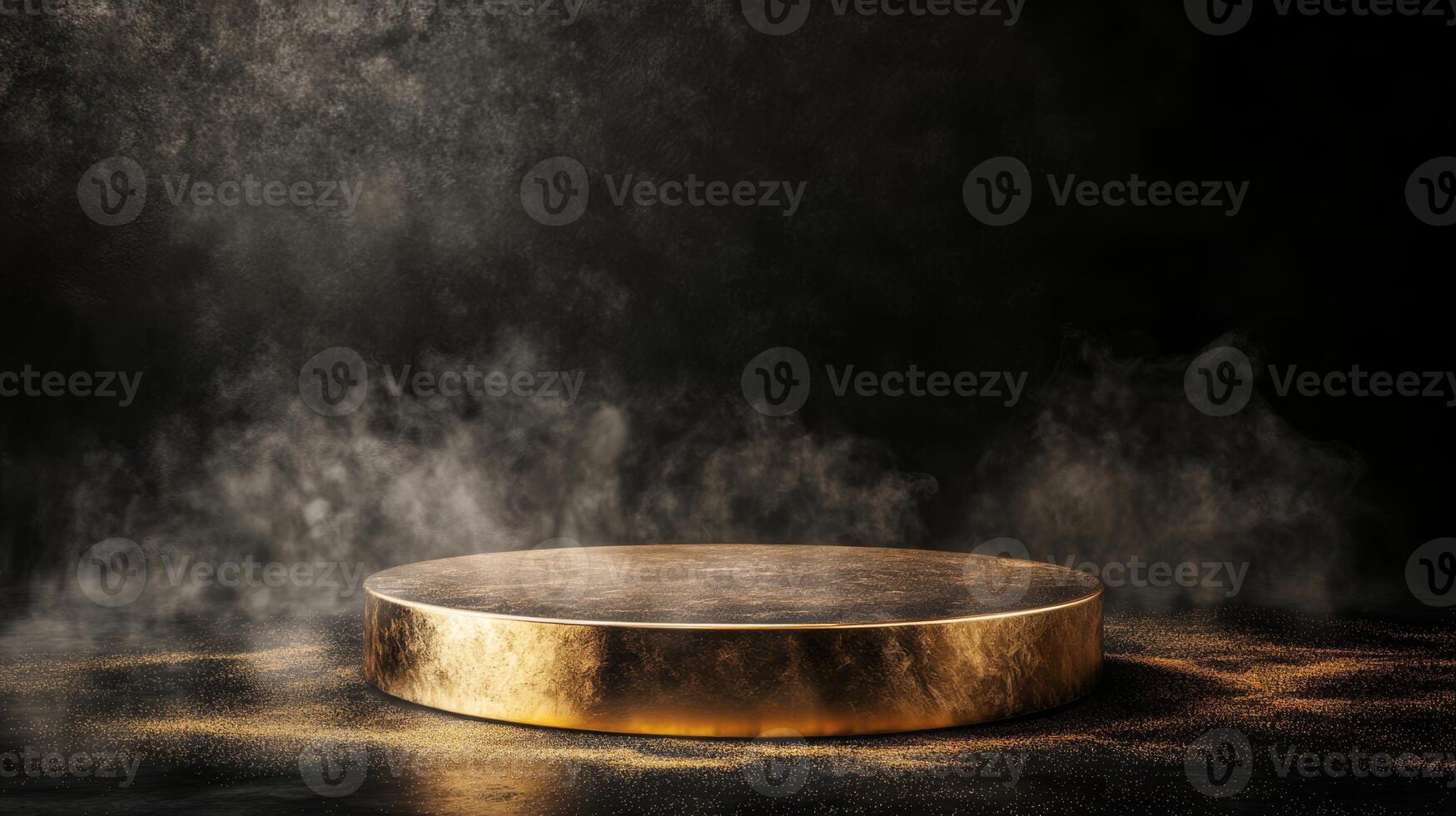 A captivating 3D render features a luxurious gold podium against a contrasting black background, perfect for prestigious award presentations and eyecatching product displays that attract attention photo