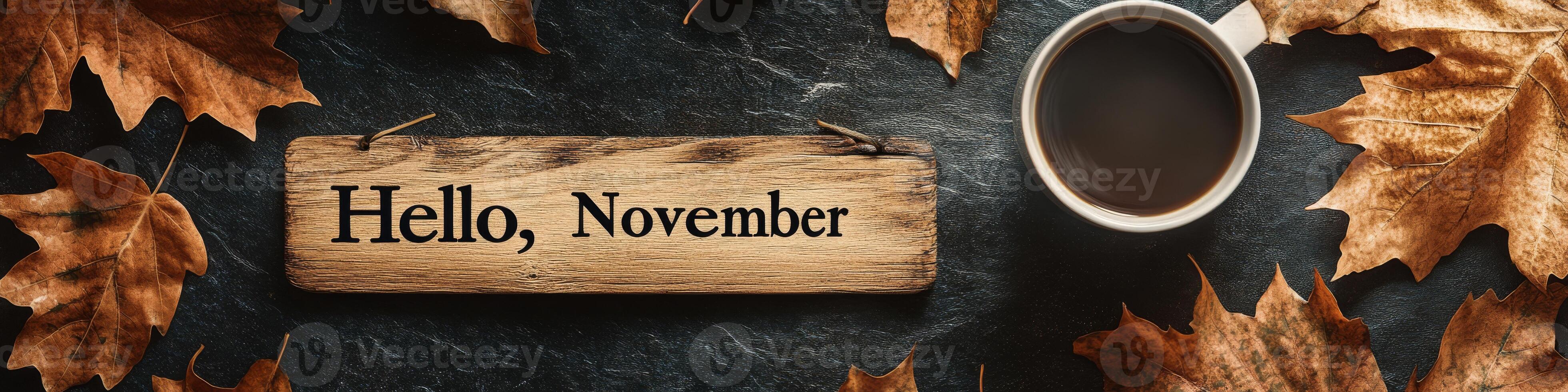 Embrace the warm November atmosphere with comforting coffee, vibrant autumn leaves, and a serene ambiance that enhances the season, fostering community and tranquility during this delightful time photo
