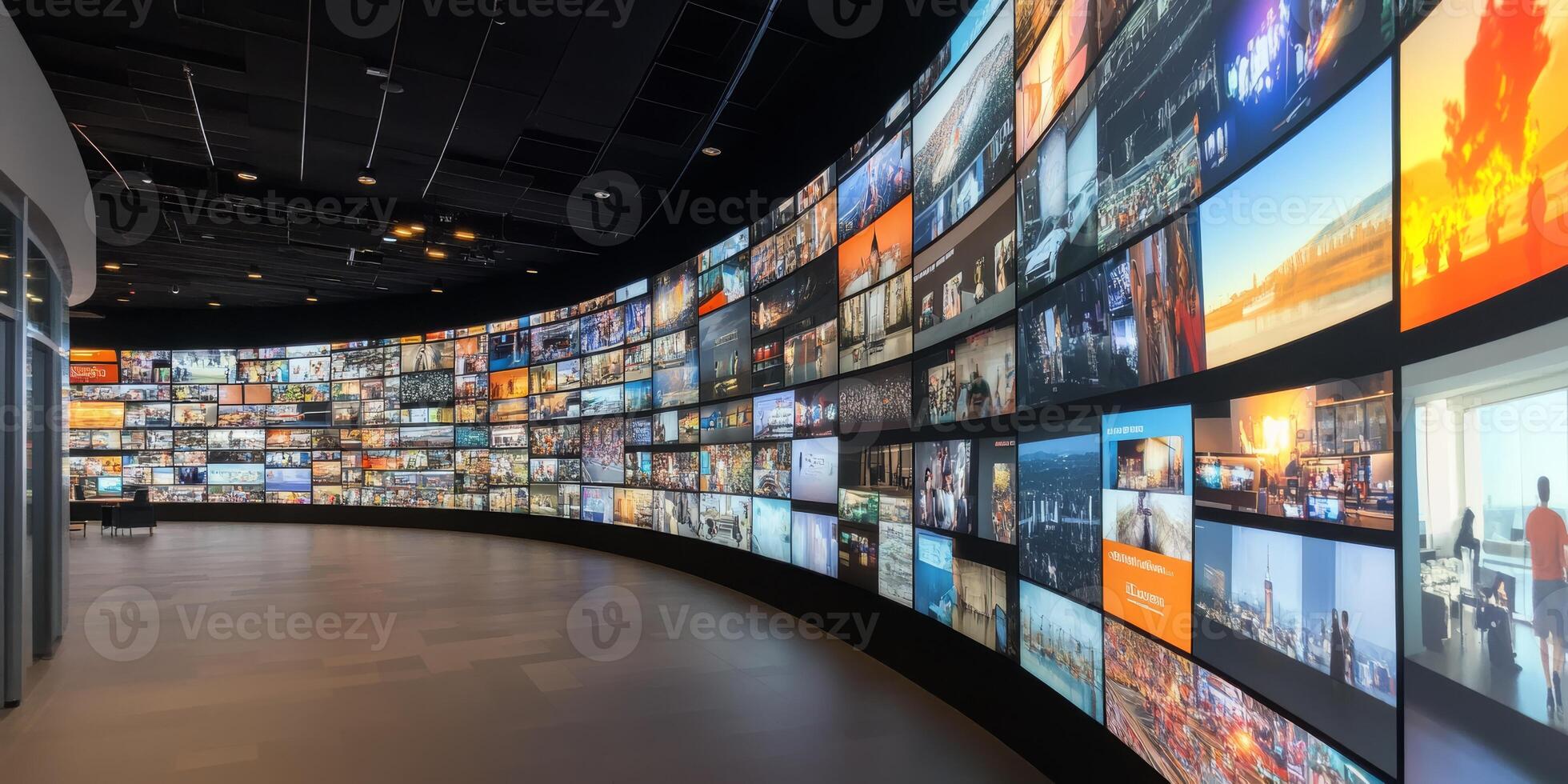 A dynamic multimedia streaming wall that brilliantly showcases a variety of colorful channel images, significantly enhancing entertainment experiences to exciting new heights and dimensions photo