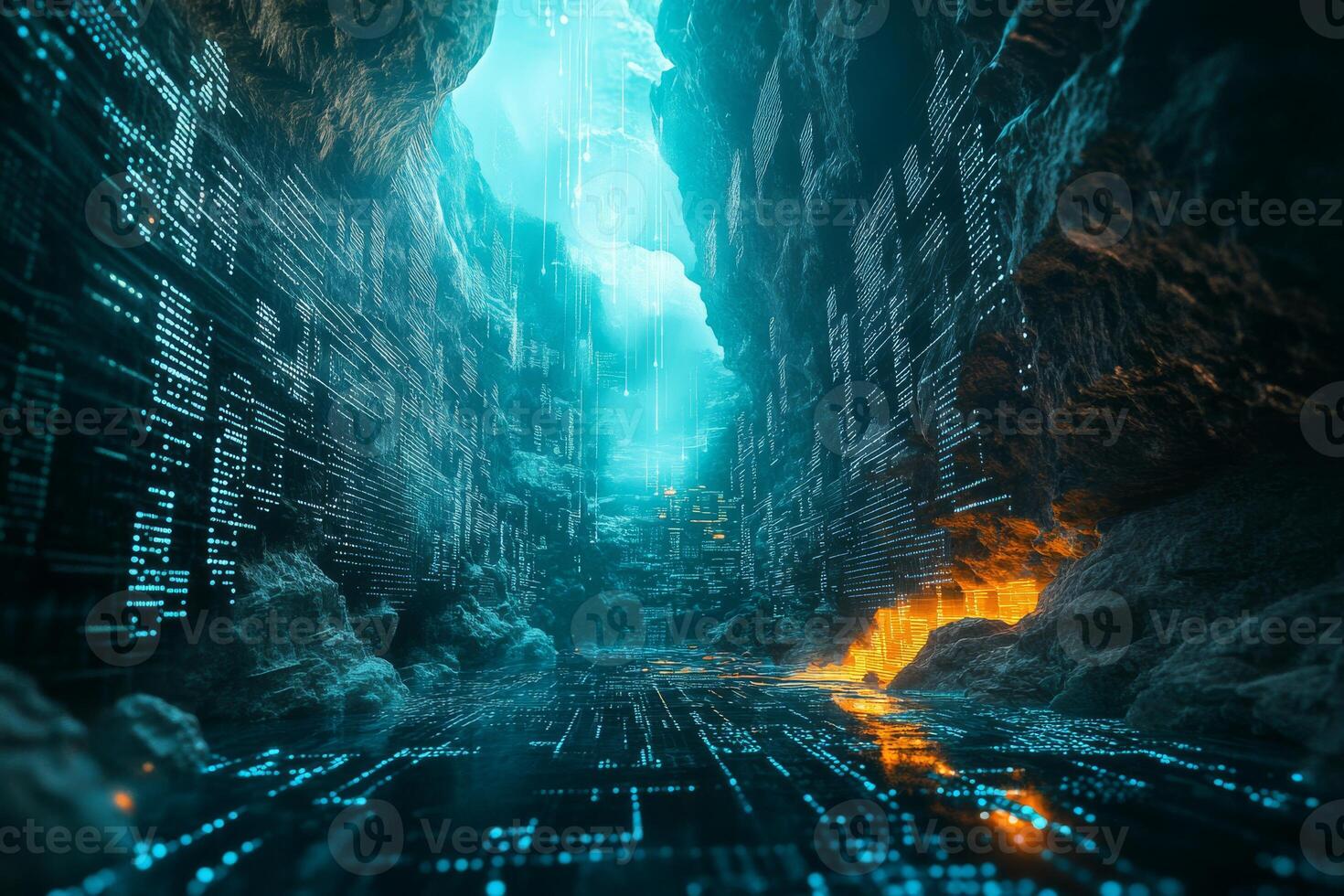 Envision a breathtaking and stunning fusion of both nature and cuttingedge technology within a digital canyon photo
