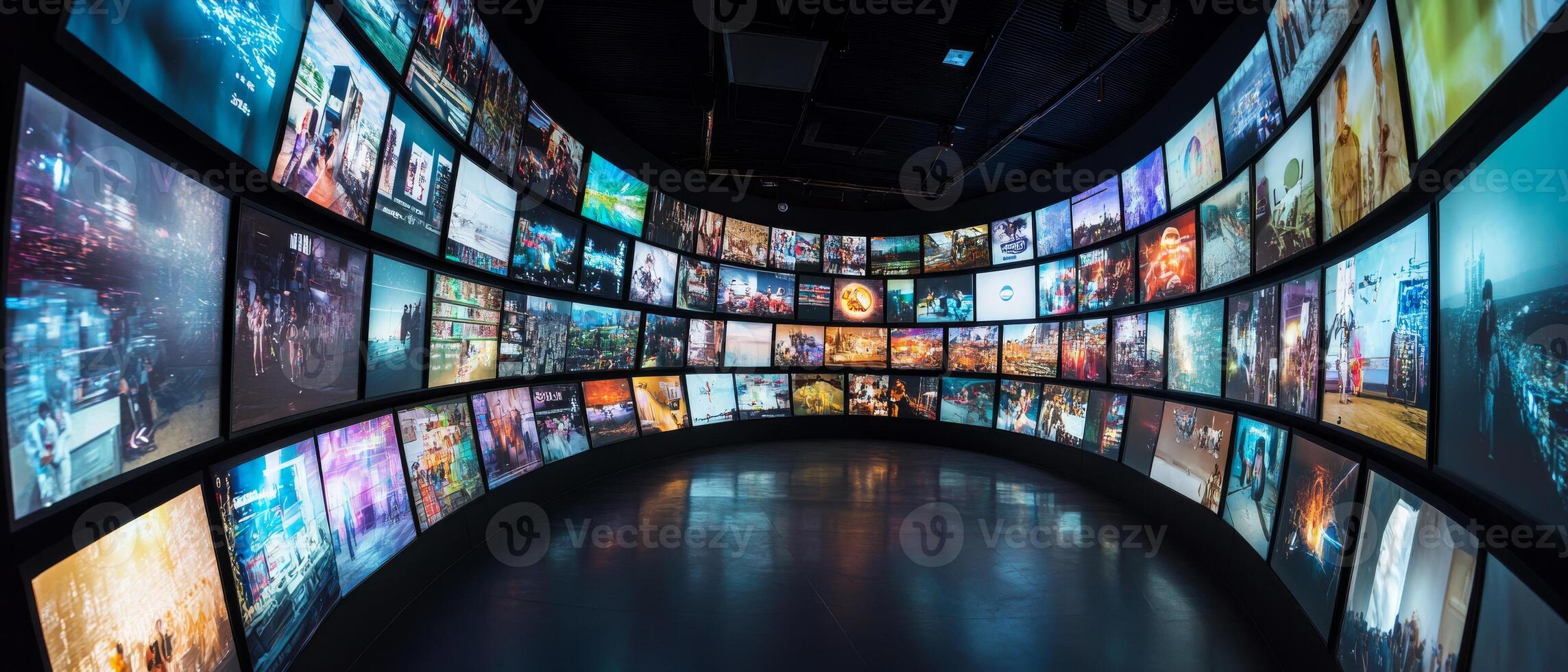 Immerse yourself in a vibrant and dynamic multimedia wall that showcases a diverse array of entertainment channels, all presented in a stunning palette of colors that inspire and ignite creativity photo