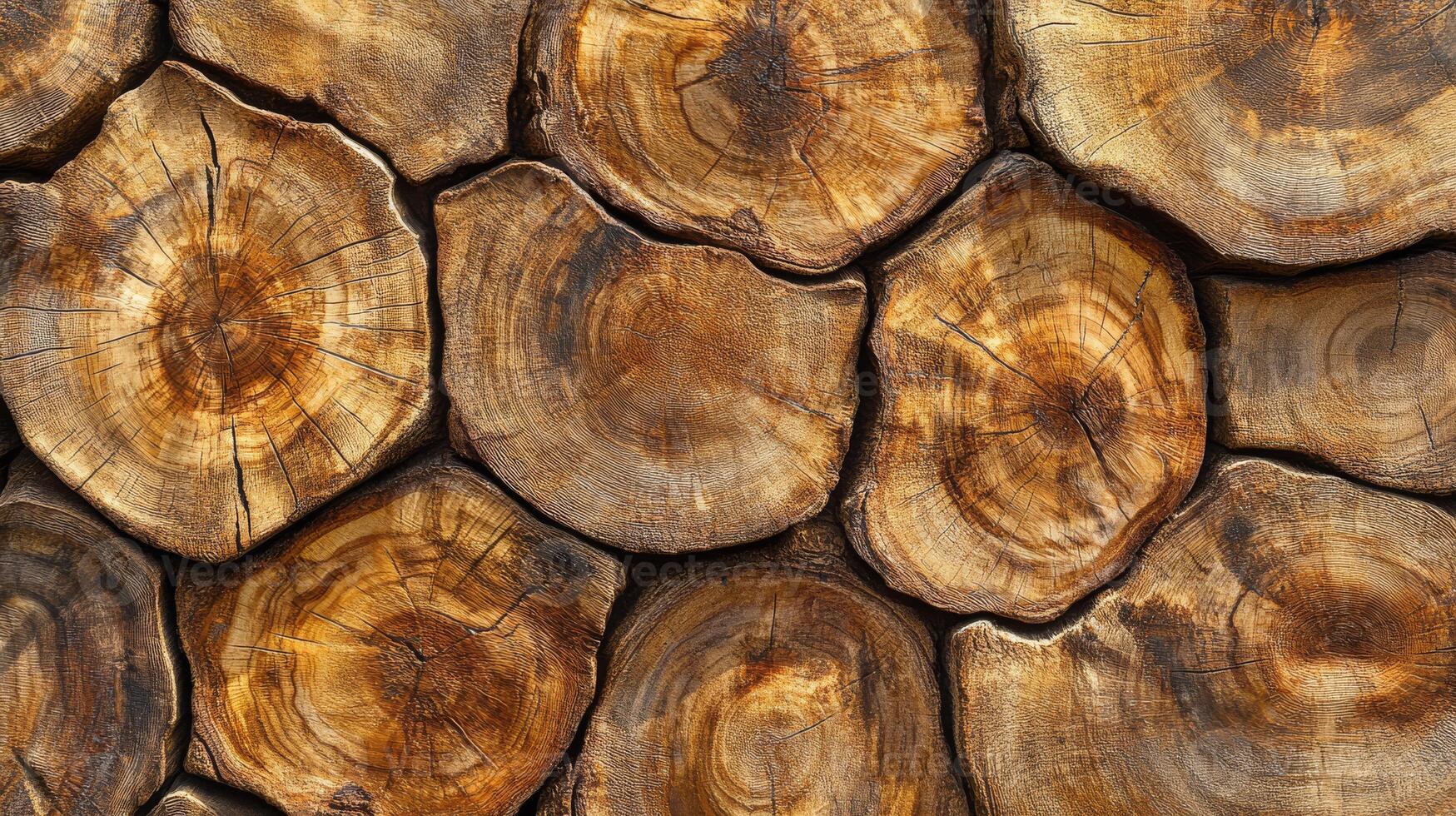 Textured wooden logs featuring rich, intricate grain patterns, perfect for various nature and design projects photo
