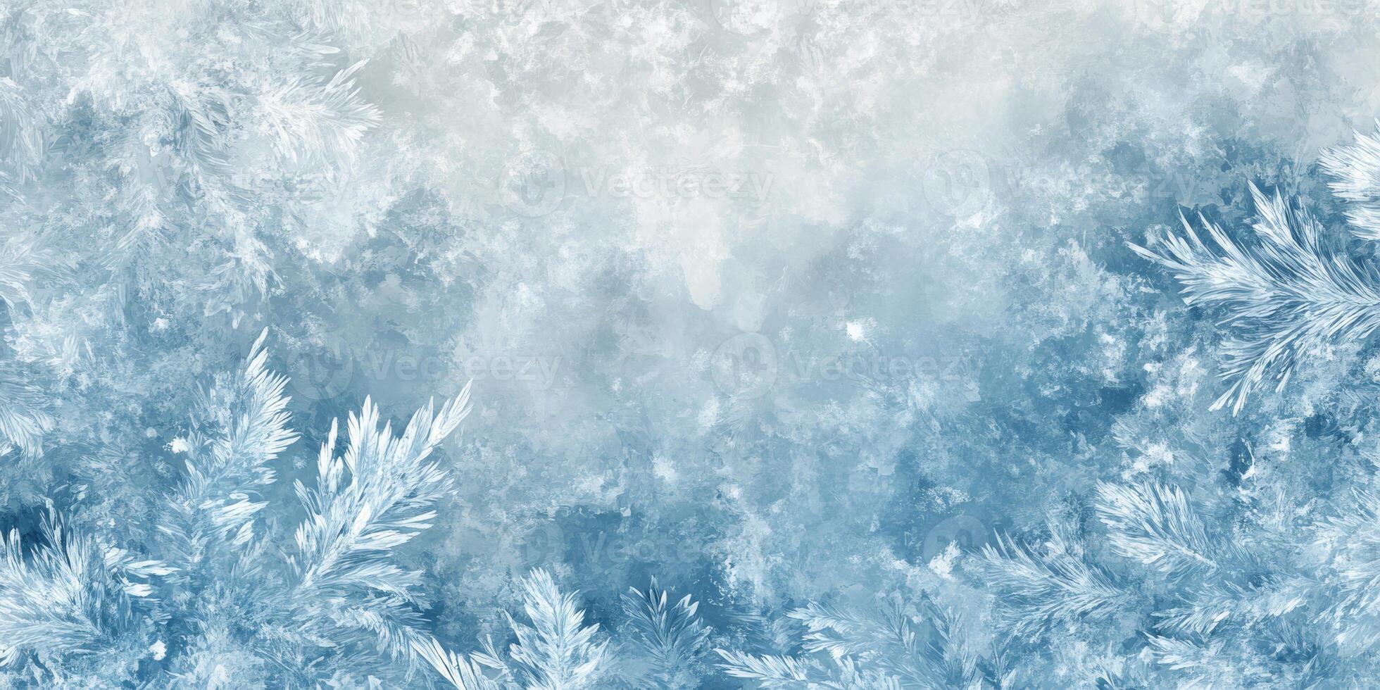 A mesmerizing abstract frame that beautifully captures and depicts the enchanting and icy beauty of winter, showcasing intricate snowflakes and delicate frost patterns in soft blue and white hues photo
