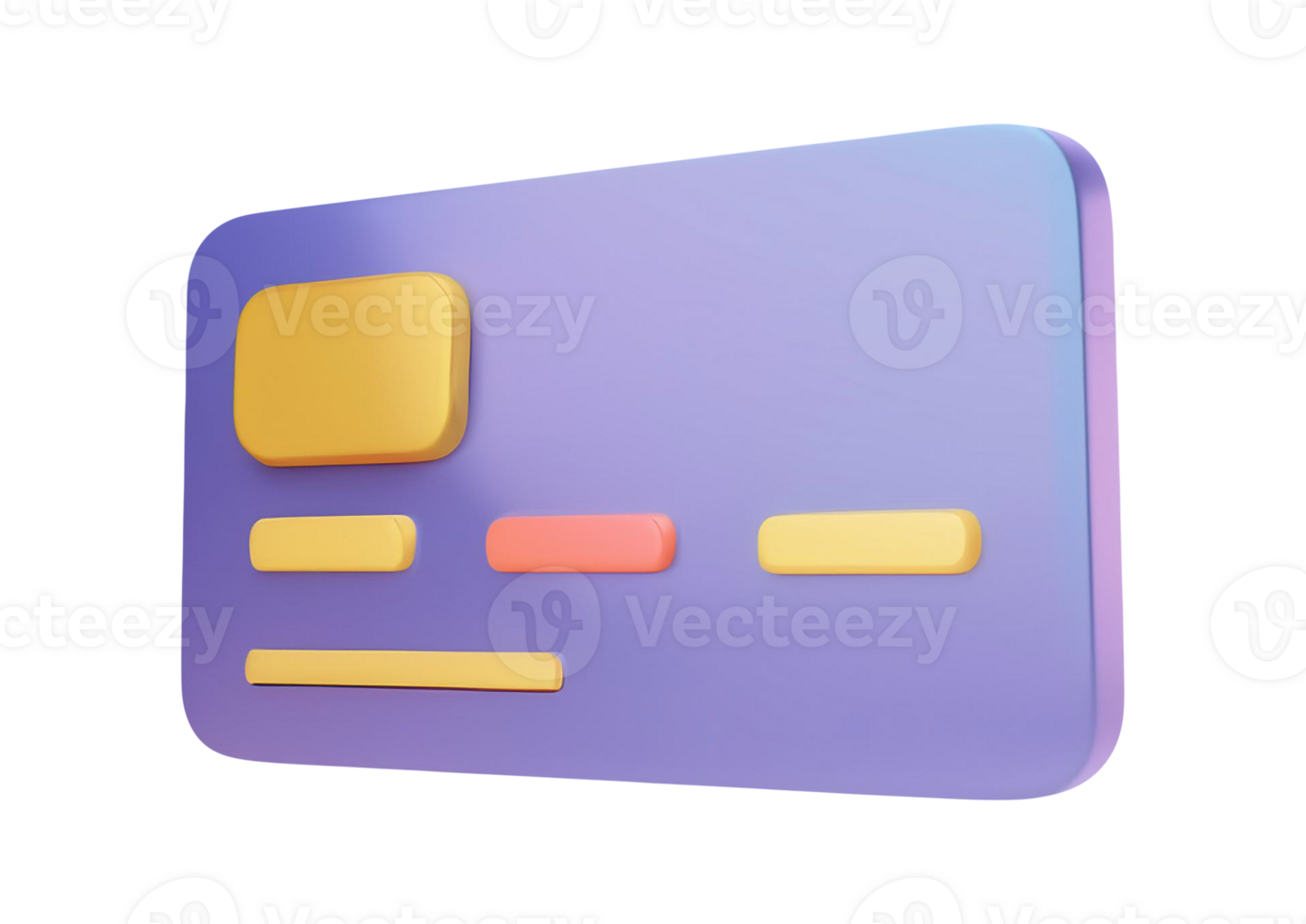 A purple credit card with yellow and blue squares png