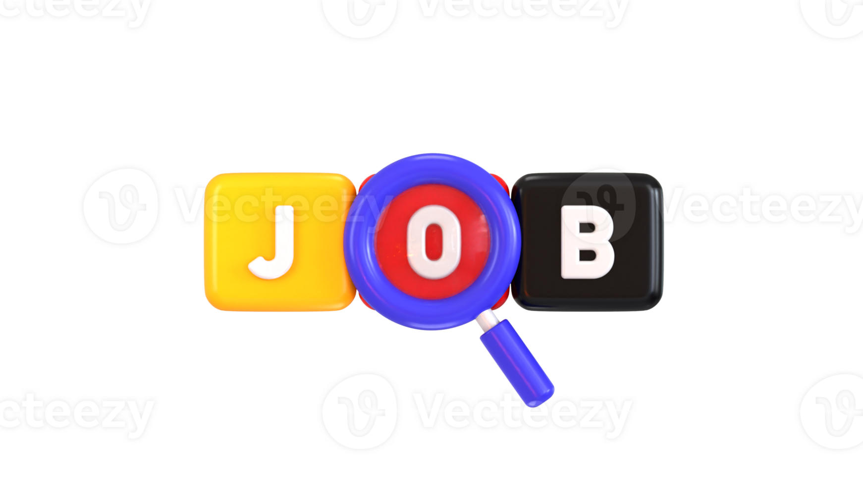 Job vacancy icon with magnifying glass icon concept of finding on a job icon 3d rendering illustration png