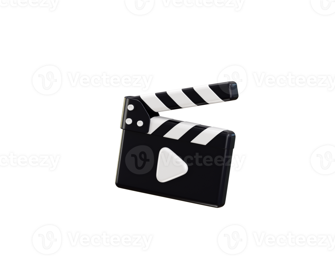 3d clapperboard icon concept of cinema clapper icon 3d rendering illustration png