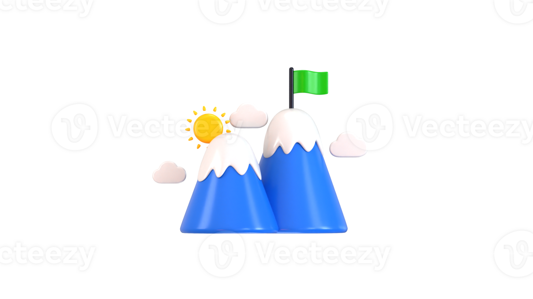 landscape mountains with sun clouds icon concept of environmental icon 3d rendering illustration png
