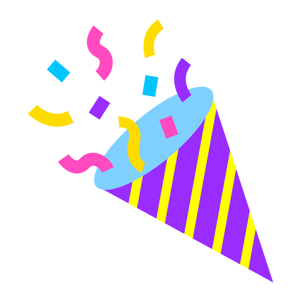 Confetti and Party Popper Icon Flat Design png