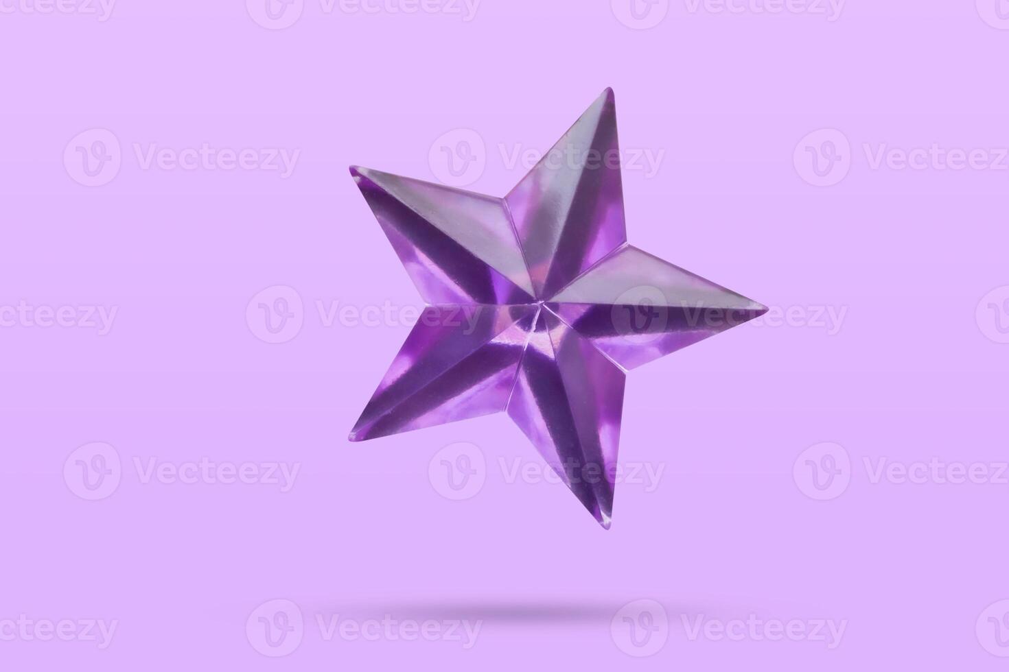 Purple heart shape crystal valentines day symbol sticker isolated on purple background photo