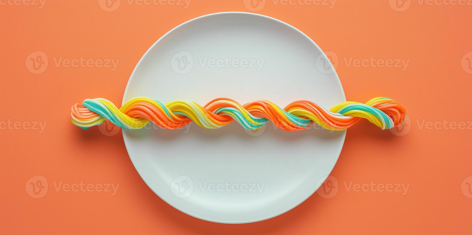 Twist confections interlinked to create a chain-like structure on plate photo