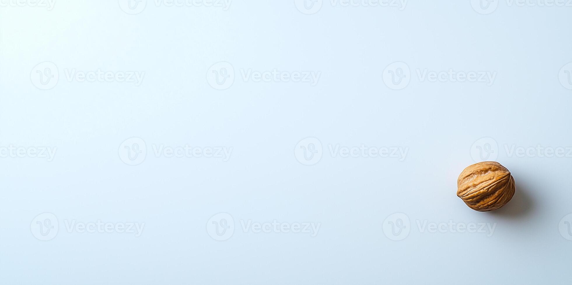 Single nut in the bottom right corner, contrasting with the empty space above photo