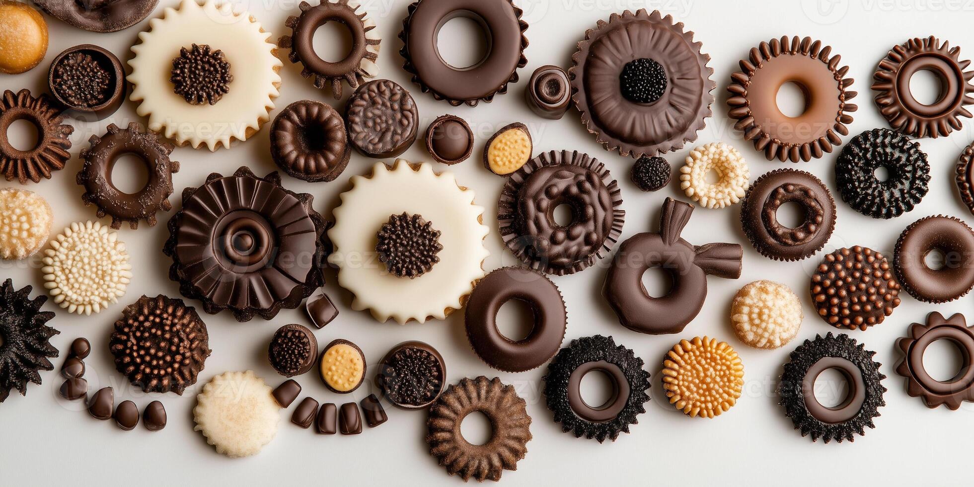 Wheel confections arranged to resemble gears in a machine photo