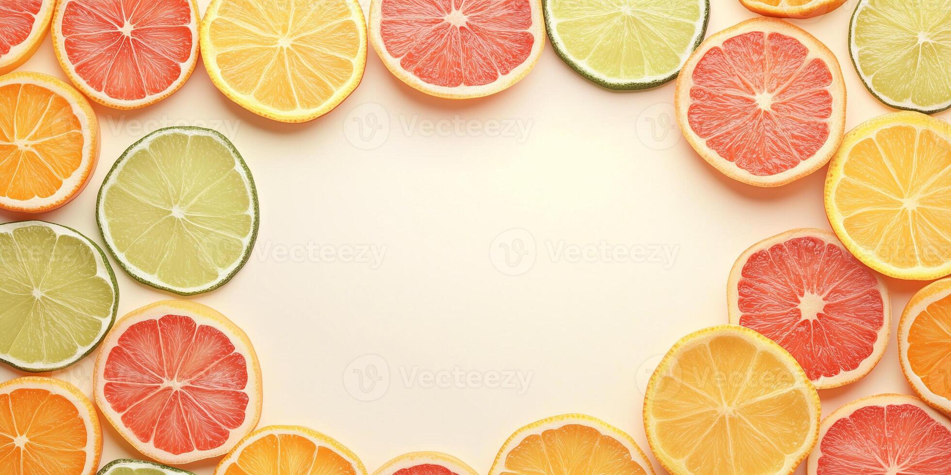 Candy pieces shaped like citrus fruit slices arranged in a circular pattern photo