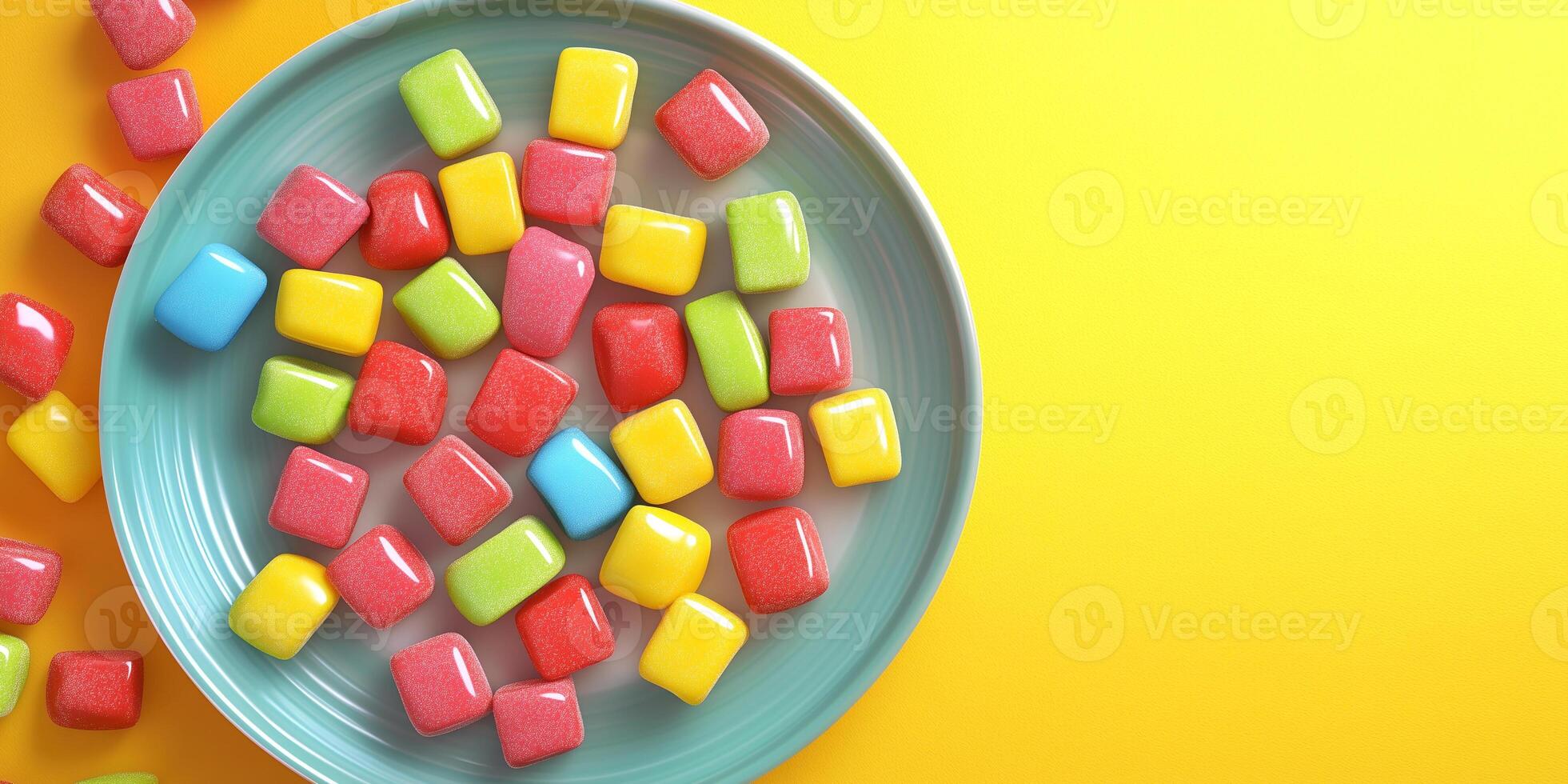 Overhead view of licorice candies spelling out a message on plate photo