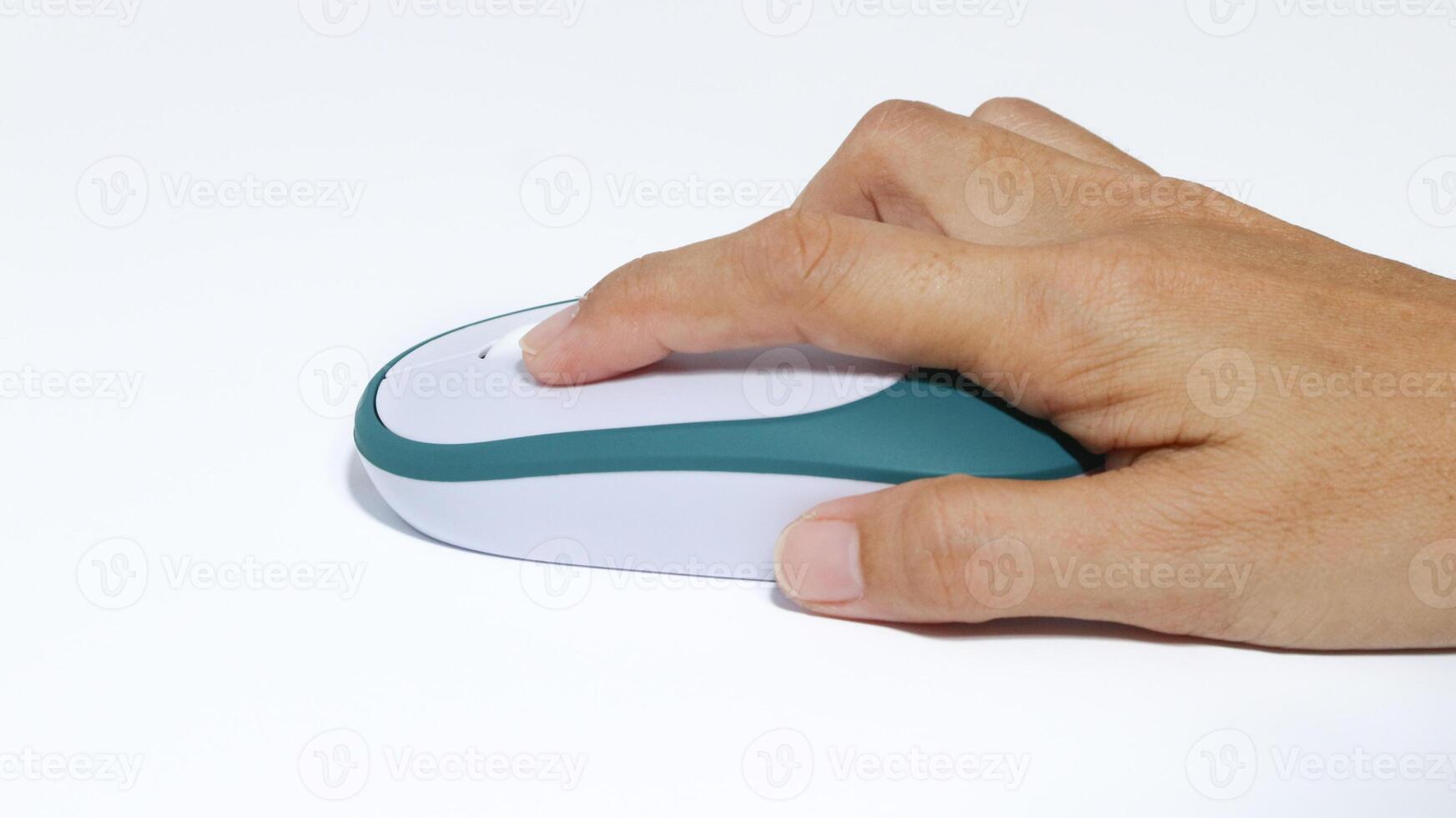 A white computer mouse isolated on a white background. photo