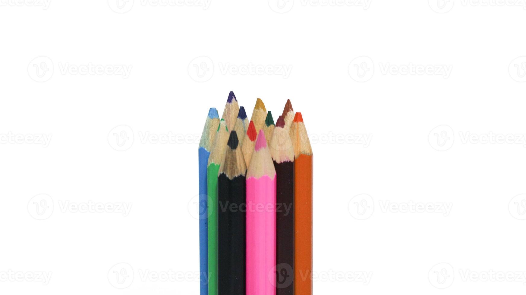 Color pencils isolated on white background photo