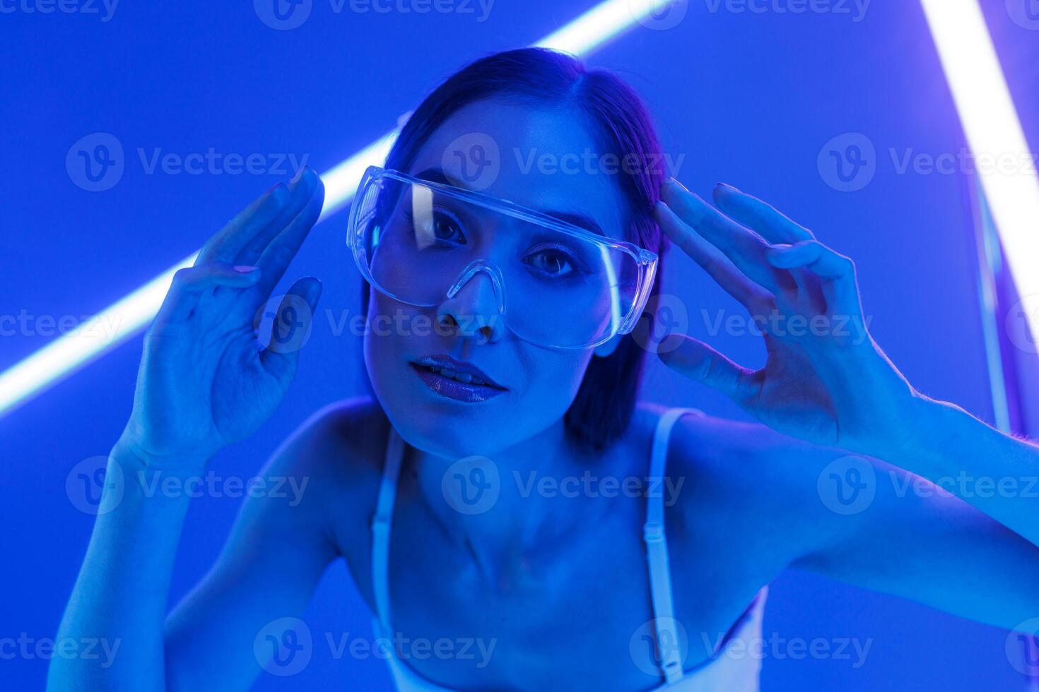 Concept of futuristic virtual reality technology or entertainment system photo