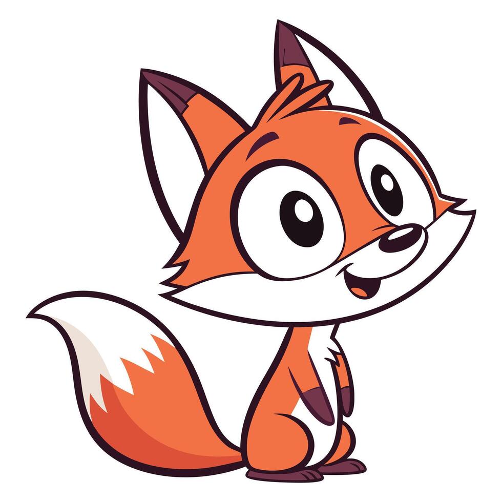 Cartoon fox mascot logo design on white background vector
