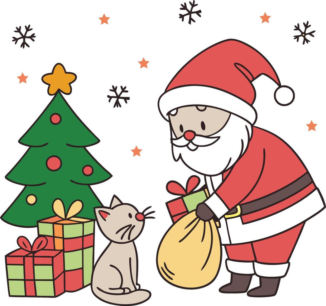 Christmas Santa Claus cat on white background background vector