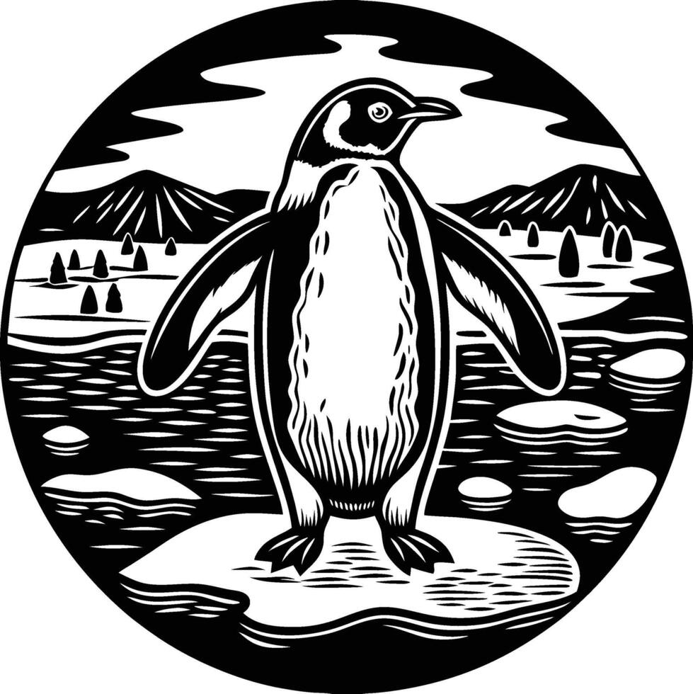 Penguin and ice vector
