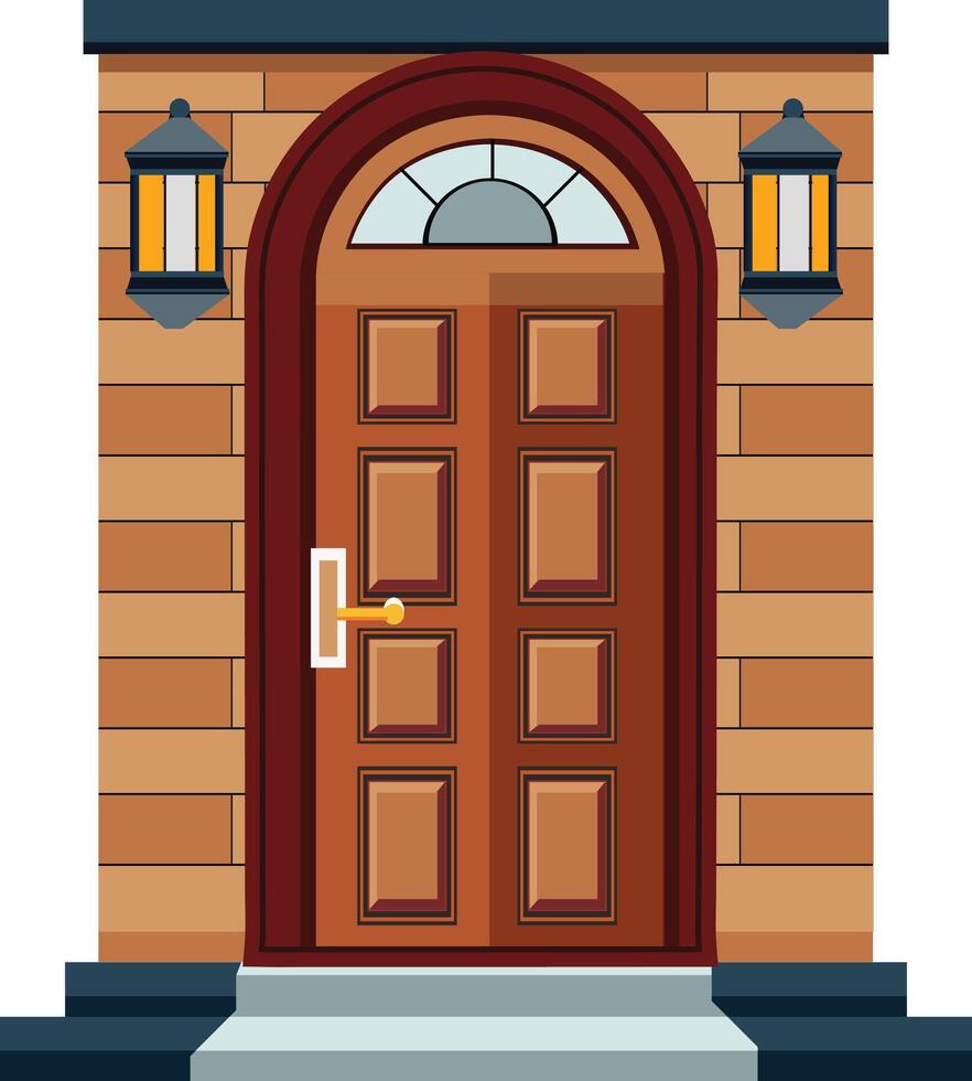 wooden door isolated on white backdrop vector