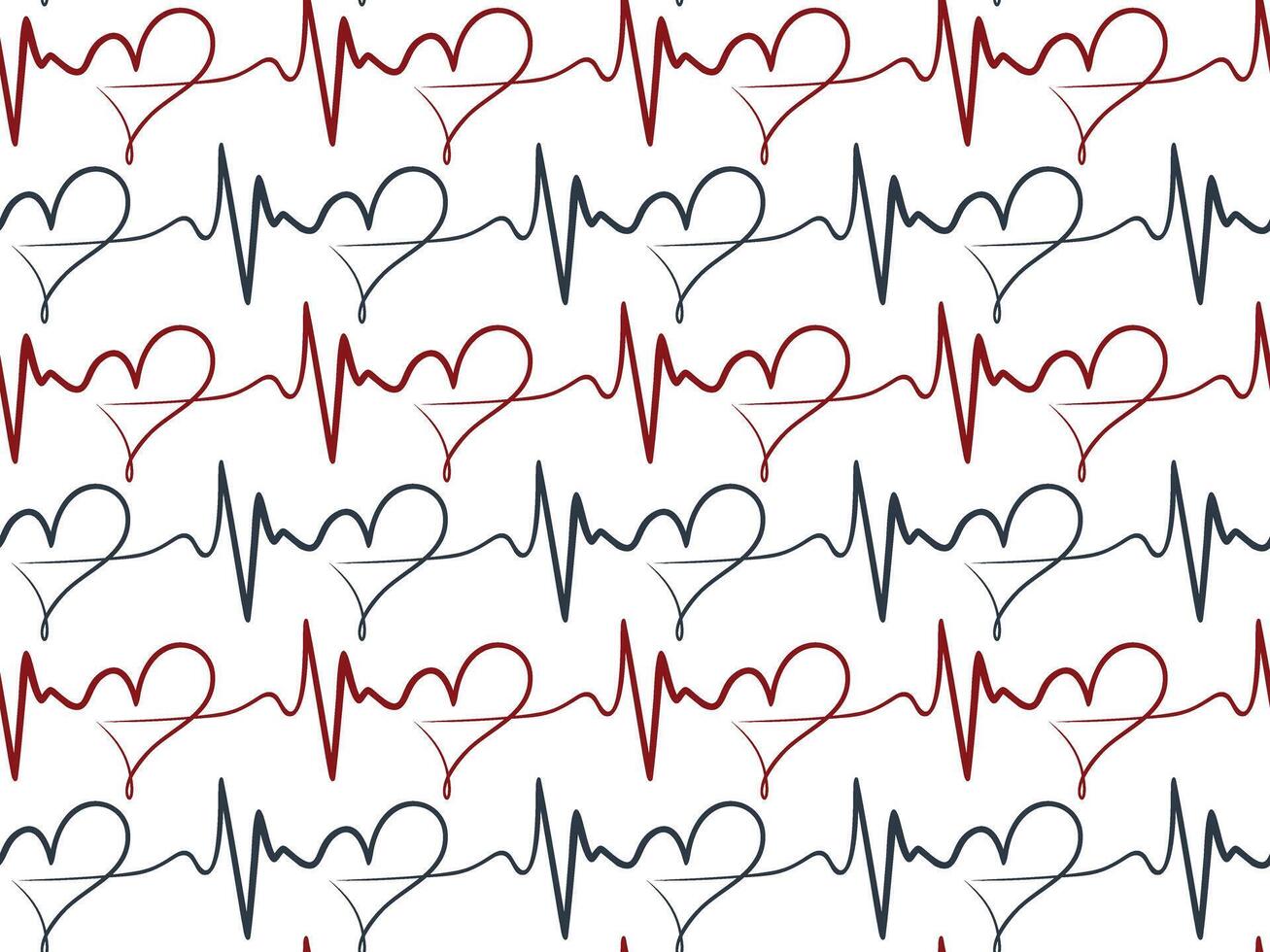 The seamless background with red and blue hearts. vector