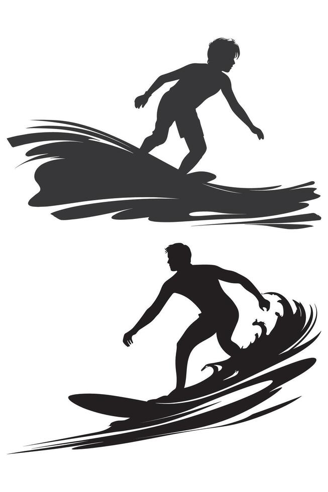 Surfer silhouette illustration vector