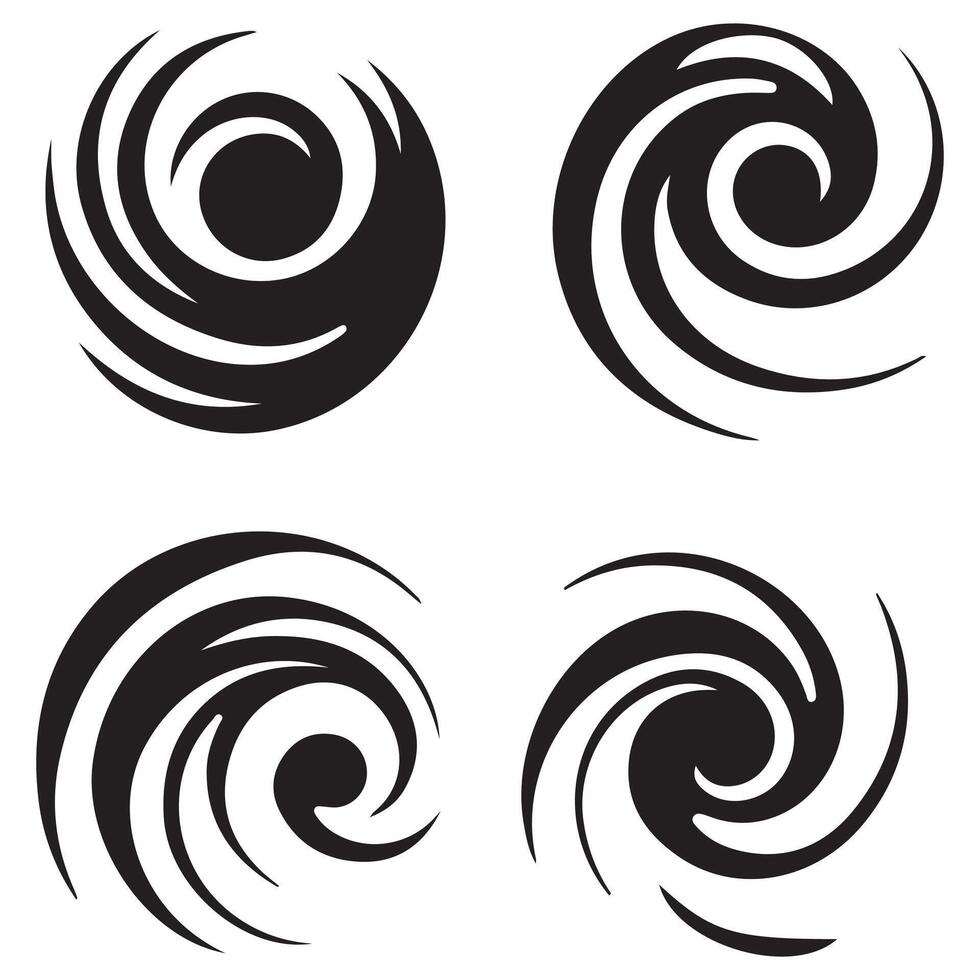 A set of four black and white swirls vector