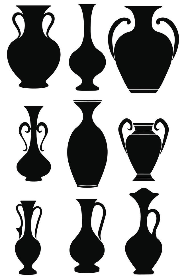 Silhouettes of vases vector