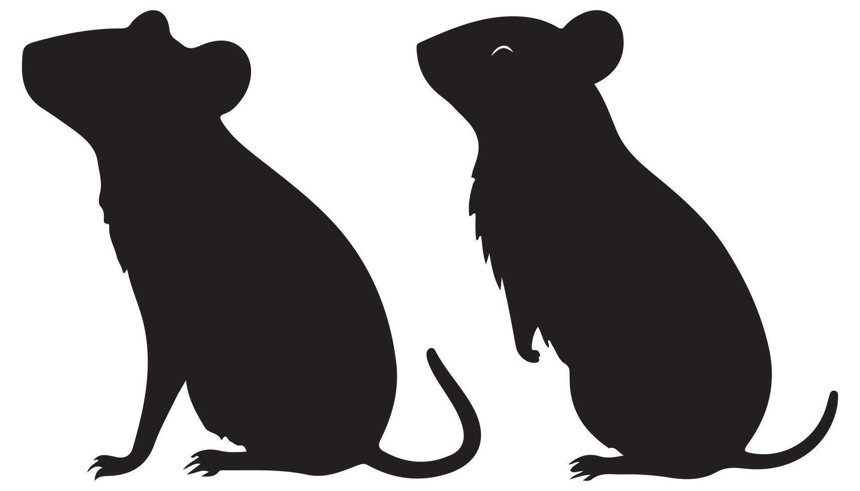 Two black silhouettes of mice on a white background vector