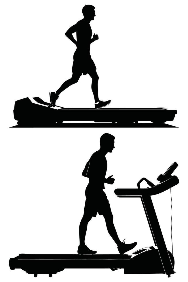 Man running on treadmill vector