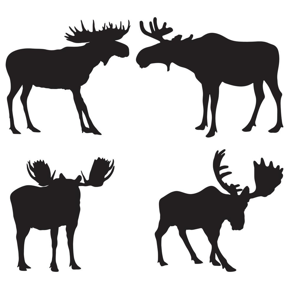Moose silhouette set illustration vector