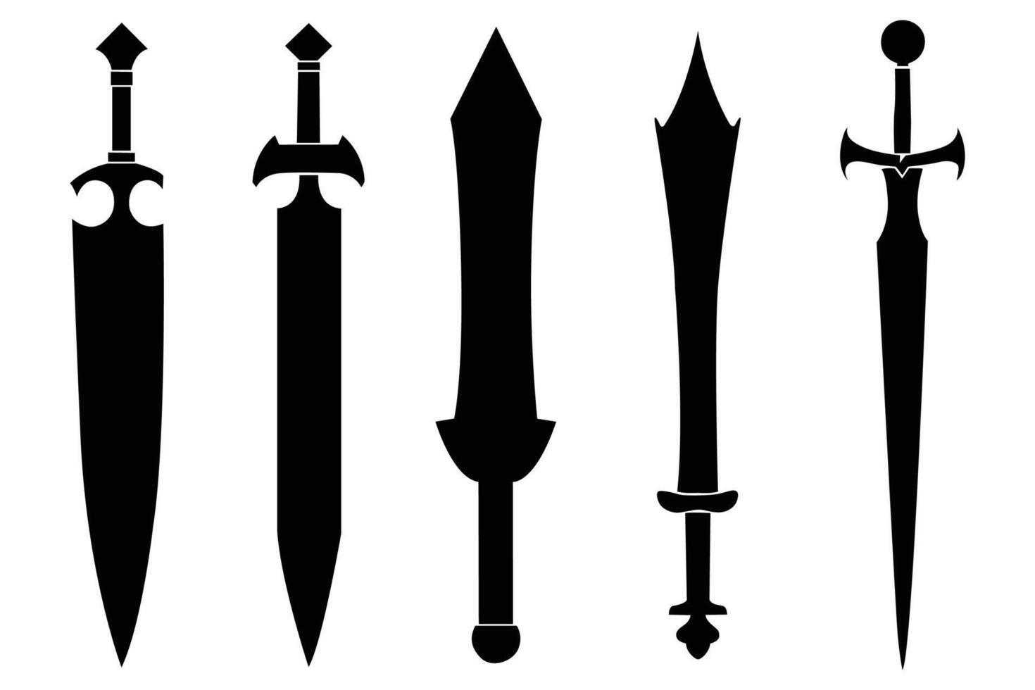 Sword silhouettes on a white background vector