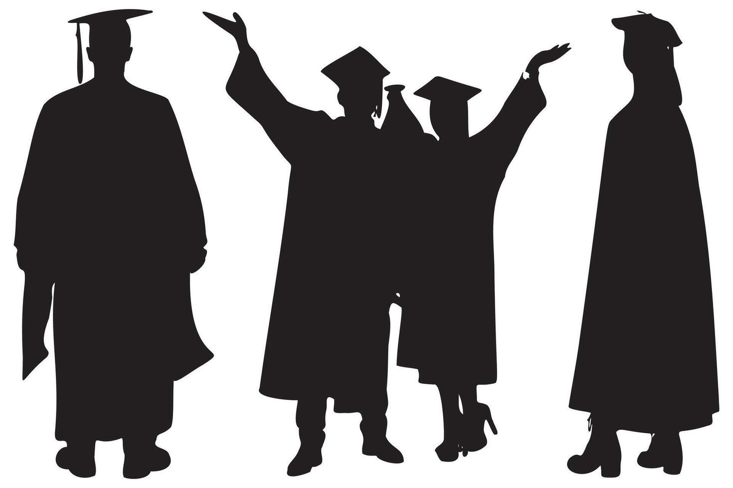 Graduation silhouettes illustration vector