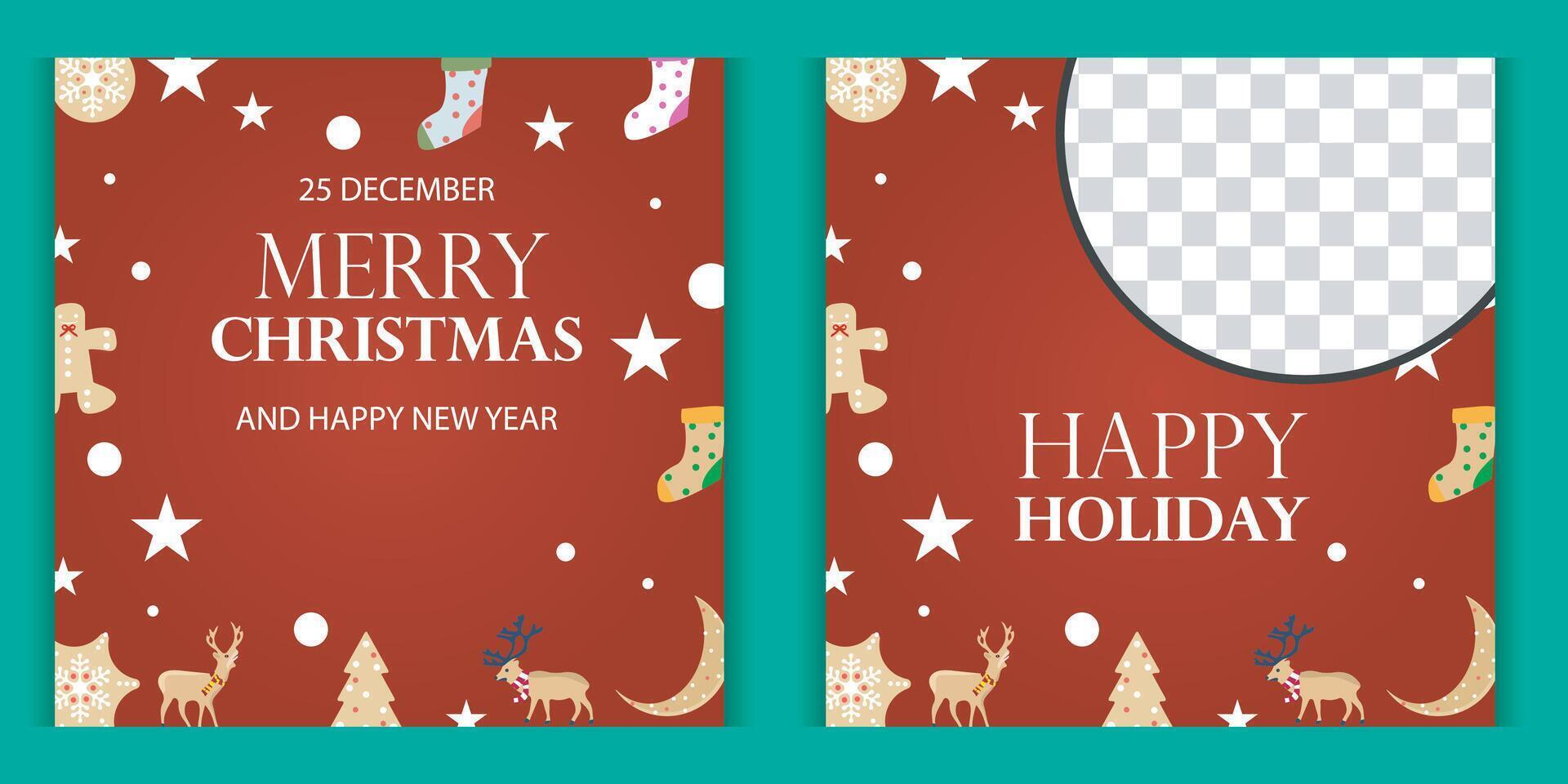set of festive Christmas and New Year backgrounds, decorated with snow elements, lights and ornaments, perfect for greeting cards, social media or digital decoration vector