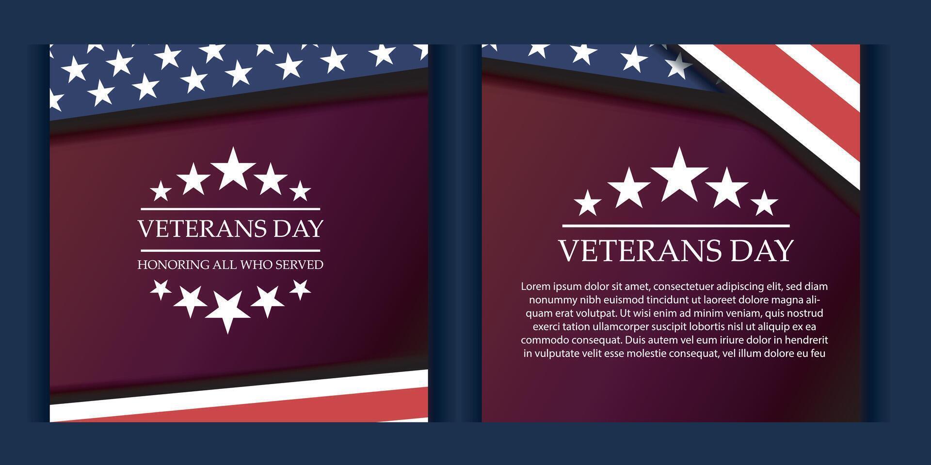 Veterans day celebration banner design. commemorating veterans November 11th. Background with American flag. vector
