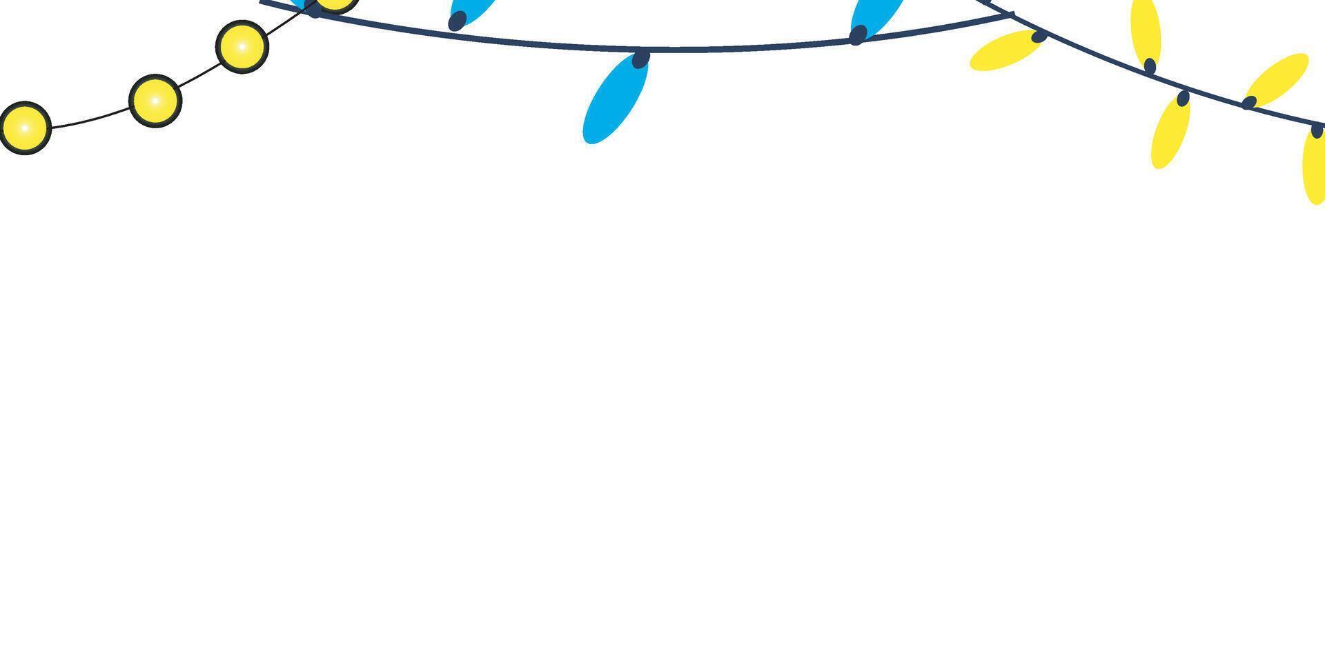Christmas decoration with twinkling lights, tied with string and hanging vector