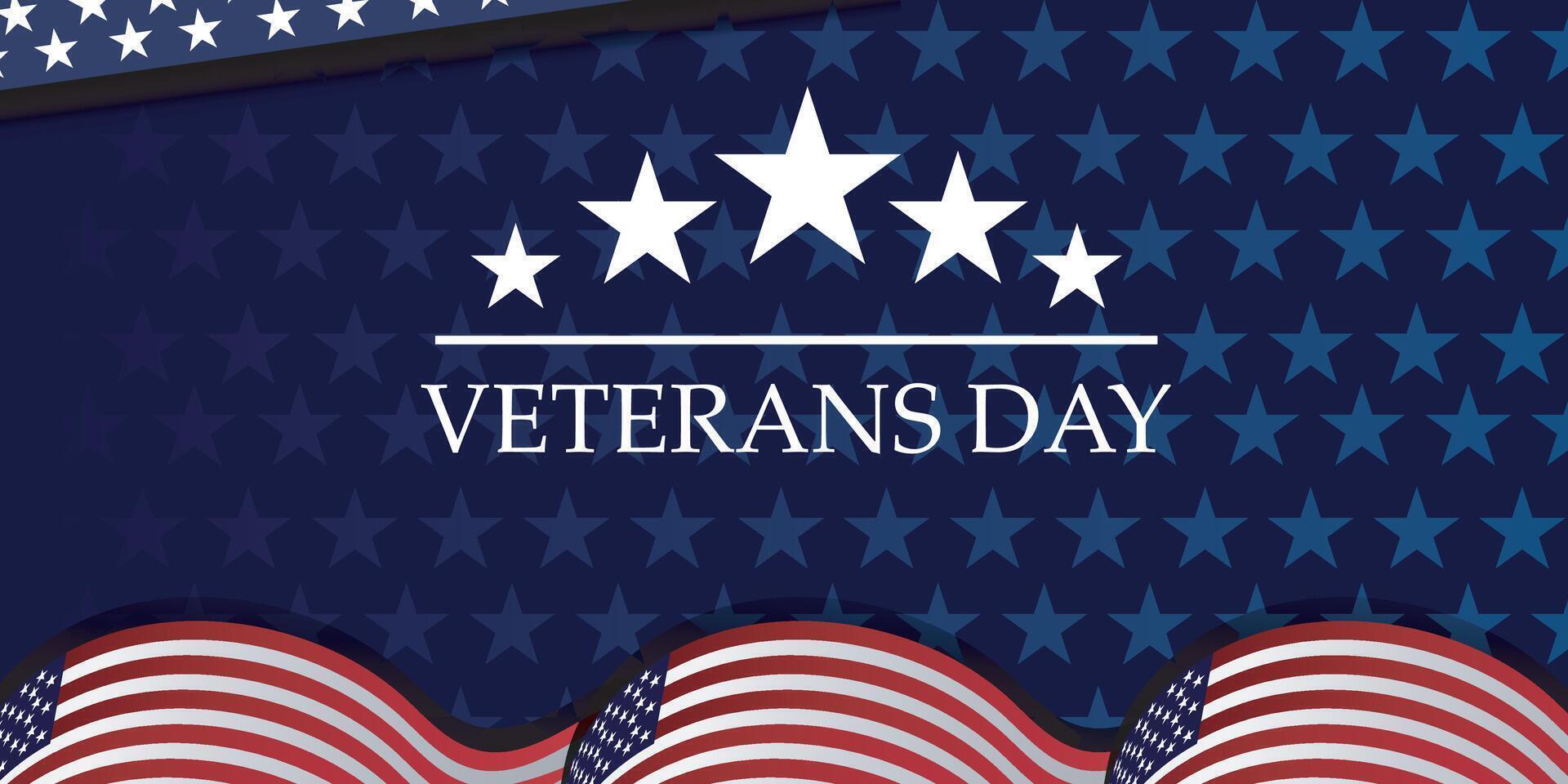Veterans day celebration banner design. commemorating veterans November 11th. Background with American flag. vector