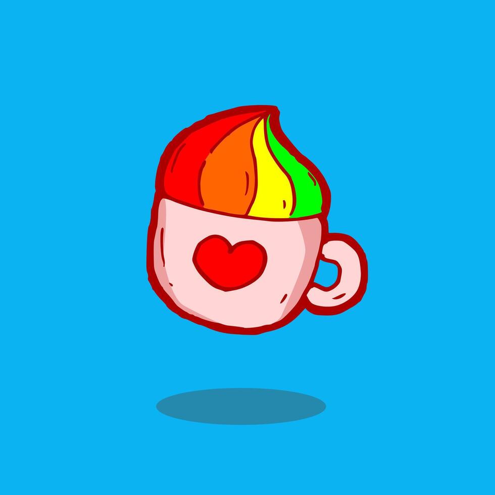 flat cartoon rainbow in drinking cup vector