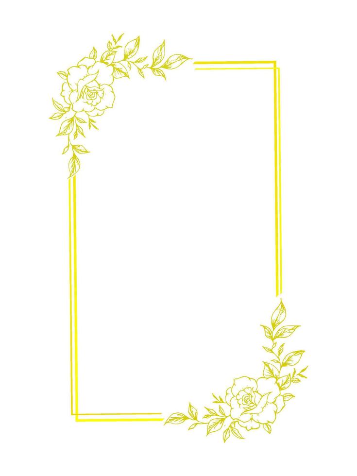 square flower frame in gold color vector