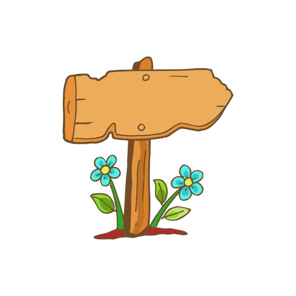 wooden plank flat cartoon icon vector