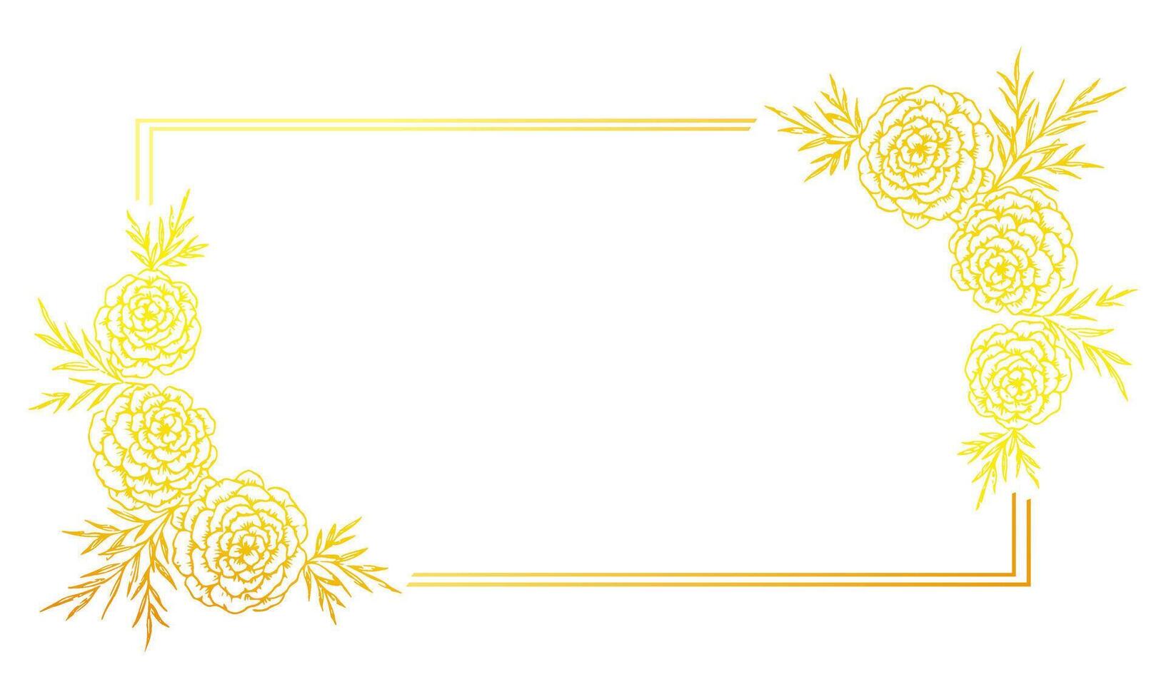 square flower frame for gold color vector